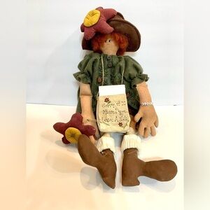 Nancy Nyleen Folkart Lucy Hanging Reminder Doll with Notepad Country Decor NEW